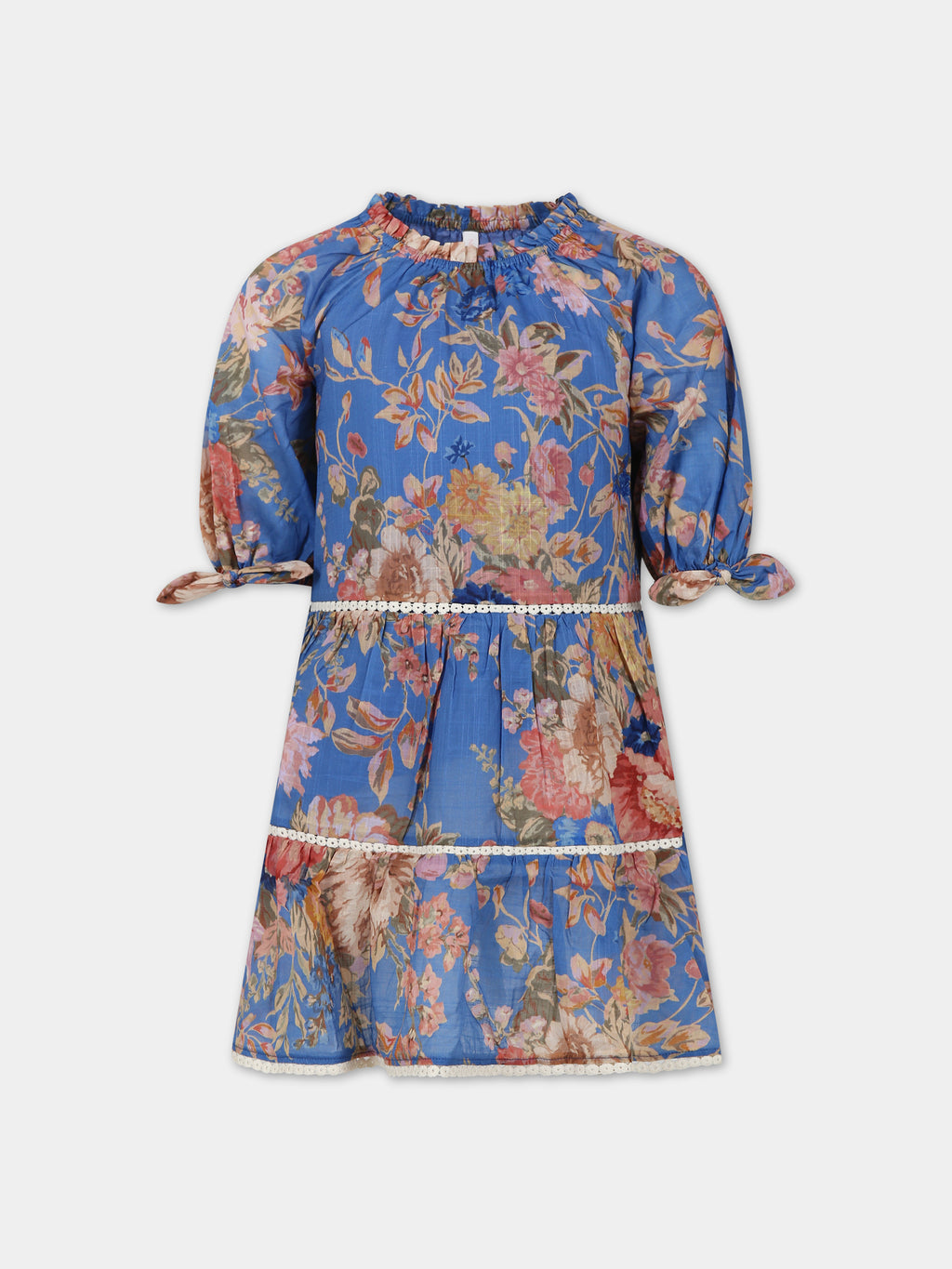 Blue dress for girl with floral print